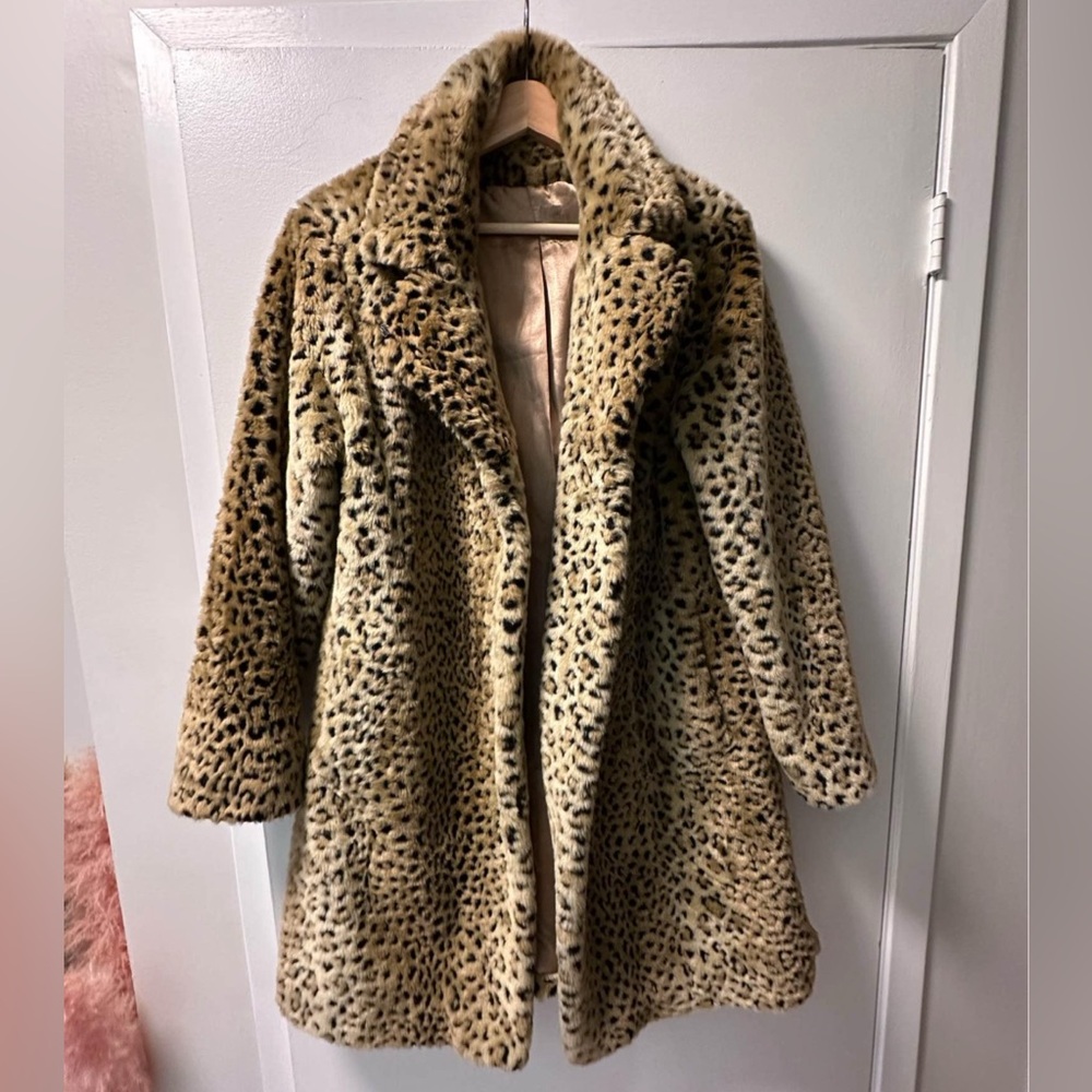 Leopard Print Faux Fur Coat
